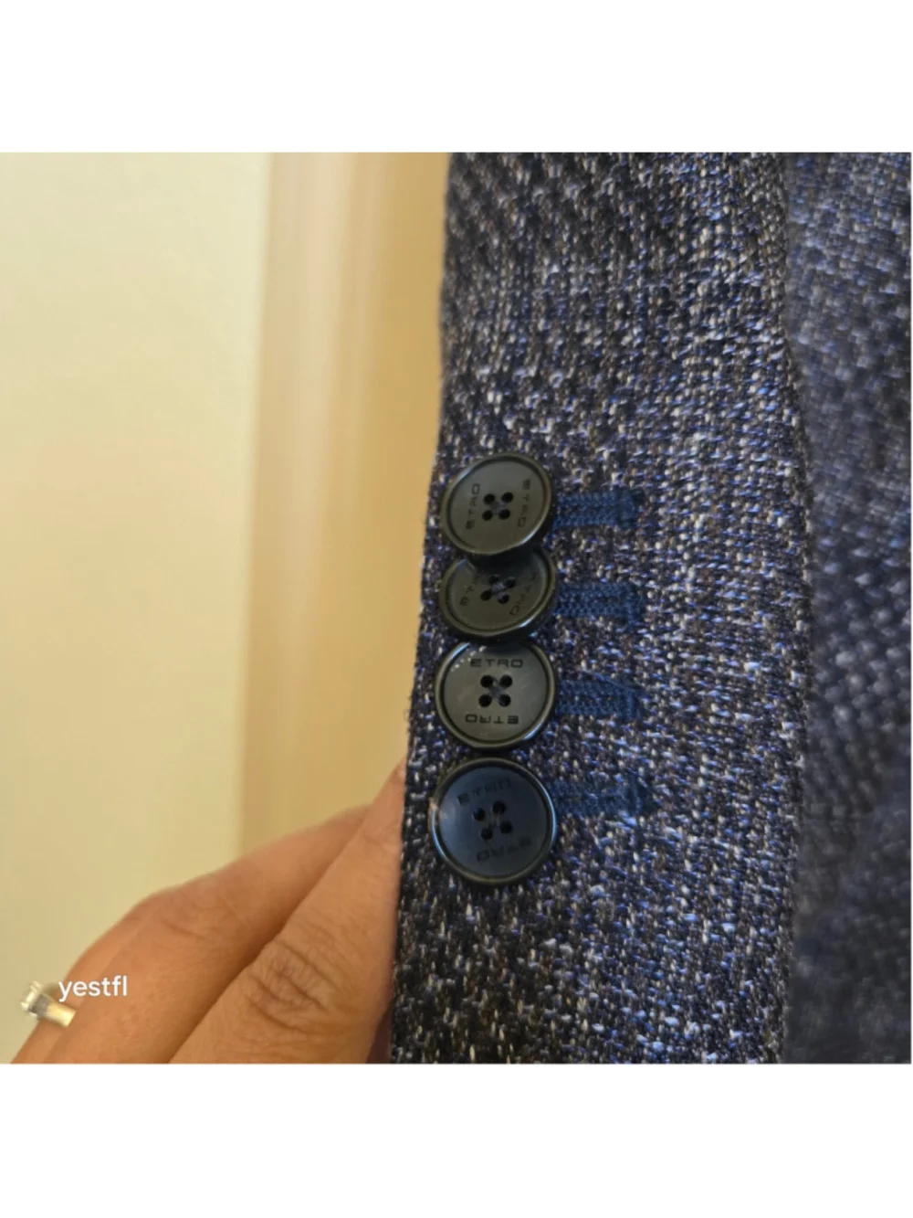 Etro Sport Coat Blazer, Grey and Blue, Paisley Lining 54 44R wool linen silk